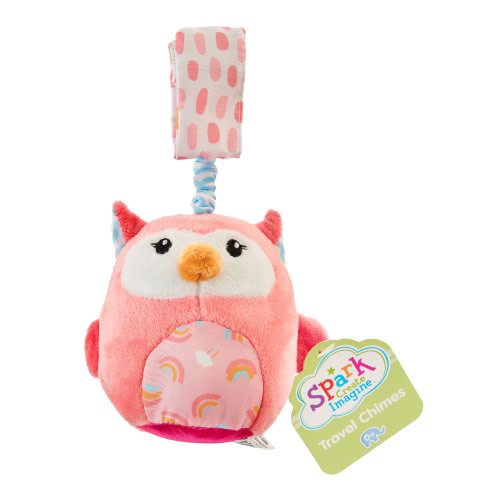 Spark Create Imagine Travel Chime, Pink Owl Plush Toy