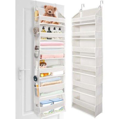 Over The Door Organizer with 6 Large Pockets 12 Side Pockets, 50lbs Weight Capacity Door Hanging Organizer for Bedroom, Bathroom, Pantry, Storage, Beige