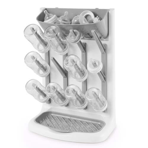 Baby Bottle Drying Rack Plastic Vertical Standing Bottle Dryer Holder with Detachable Bottom Drip Tray Space Saving for Kitchen Countertop
