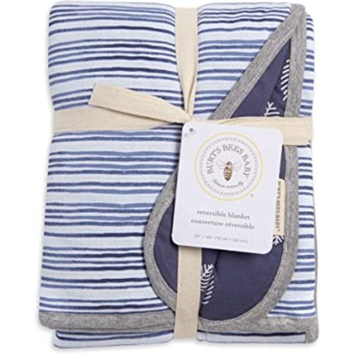 Burt's Bees Baby - Reversible Blanket, Nursery, Stroller & Tummy-Time Organic Jersey Cotton Quilted Infant & Toddler Bedding