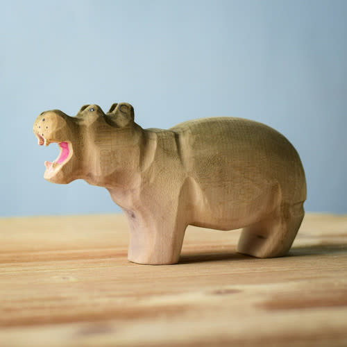 Bumbu Toys Handcrafted Wooden Hippo Figurine | themulberrytreehouse