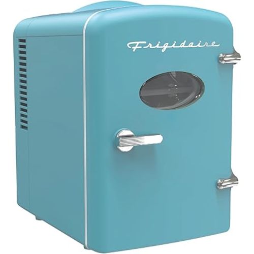 Frigidaire Retro Mini Personal Fridge Cooler, Holds up to 6 Cans, Portable for Car, Office, Bedroom, Dorm Room, or Cabin, AC and DC input