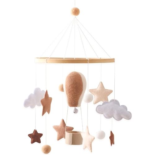 Baby Mobile for Crib, Baby Crib Mobile for Boys Girls, Baby Mobile for Bassinet, Boho Nursery Mobile, Nursery Decor Theme for Infant Bedroom Hanging, Gender Neutral Baby Gift (Hot Air Balloon)