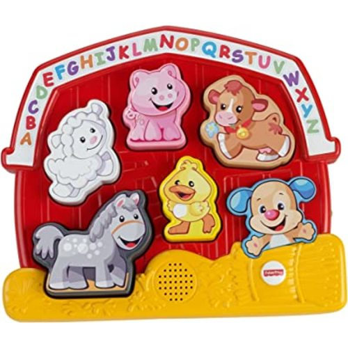 Fisher-Price Toddler Shape Sorting Toy Laugh & Learn Farm Animal Puzzle with Music & Sounds for Kids Ages 1+ Years