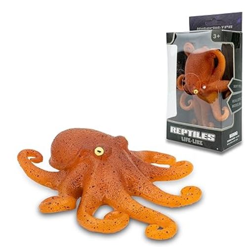Mini Realistic Under The Sea Life Figure for Toddler Bath Bathtub, TPR Super Stretch Octopus Toy, Great for Kids' Parties, Gifts & School Projects (Octopus)
