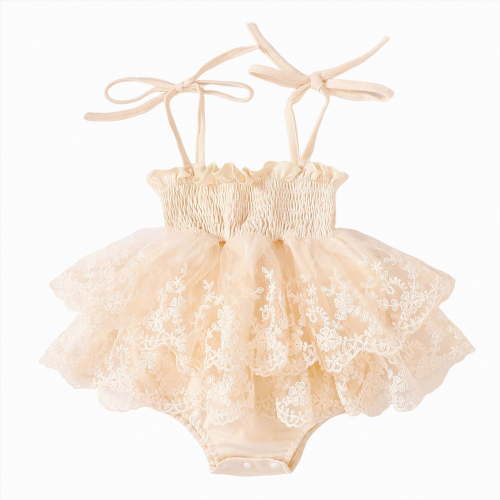 JUMEYU Baby Girl Newborn Clothes Baby Girl Floral Romper Newborn Dress Ruffle playsuit Suspender Shorts Jumpsuit Cute Summer Clothes and Headband 0 3 6 9 12 18 24 Months (Beige,0-3 Months)