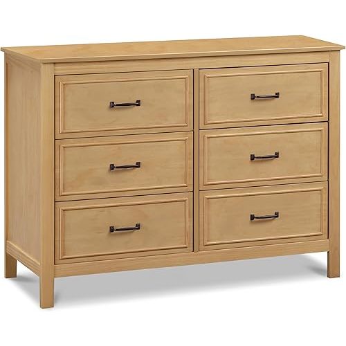 DaVinci Charlie 6-Drawer Baby Dresser - Wooden Double Chest of Drawers for Kids, Boys and Girls - Multi-Purpose Storage Dresser for Bedroom, Nursery, Living Room & Hallway, Easy to Assemble - Honey