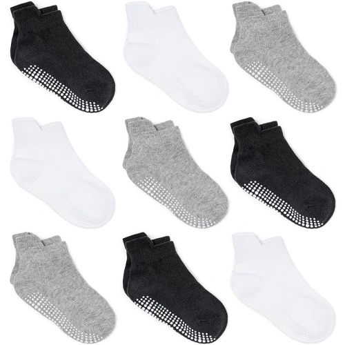 Baby Non Slip Grip Ankle Socks with Non Skid Soles for Infants Toddlers Kids Boys Girls