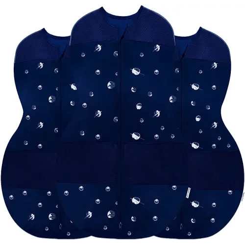Happiest Baby Sleepea 5-Second Swaddle - 100% Organic Cotton Baby Swaddle Blanket - Doctor Designed Promotes Healthy Hip Development - 3-Pack Newborn Bundle (Midnight Planets, 2 x Small, 1 x Medium)