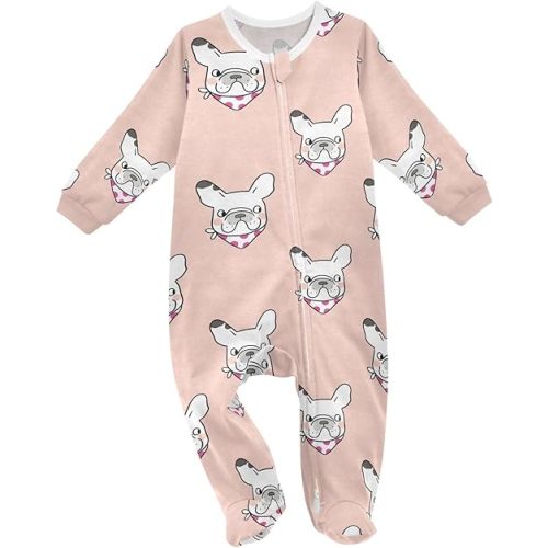 French Bulldog Sweet Pastel baby sleepers for girl boys newborn Baby play One-Piece Footies for 0-3 Months