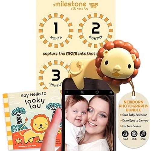Newborn Photography Bundle: Capture Precious Moments with the Phone Clip, sMilestone Stickers, and Hello Lou Storybook Trio - Baby Photoshoot Props, Monthly Milestones, New Parent Essentials