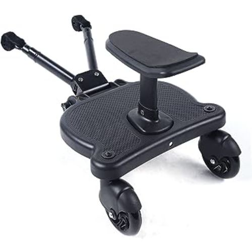 Universal Stroller Board, 2-in-1 Sitting Standing Stroller Rider Board with Detachable Seat Pram Pedal Adapter for Most Strollers, Holds Children Up to 55Lbs 3-7 Years