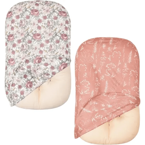 Little Jump 2 Pack Baby Lounger Cover Soft Cotton Slipcover Fits Newborn Lounger for Baby Boys and Girls infant lounger cover (2 Pack Vintage Floral)