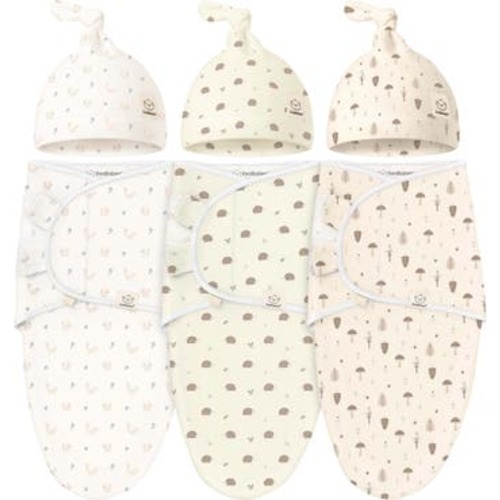 3-Pack Soothe Swaddle Wraps with Knot Hats, Medium