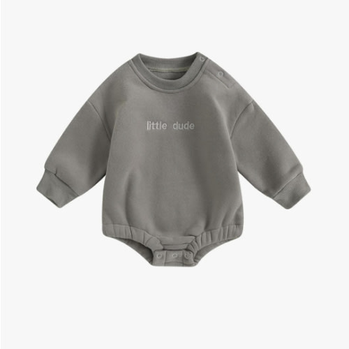 VISGOGO Newborn Infant Baby Boy Girls Oversized Romper Little Dude Sweater Onesie Coming Home Outfit Neutral Clothes