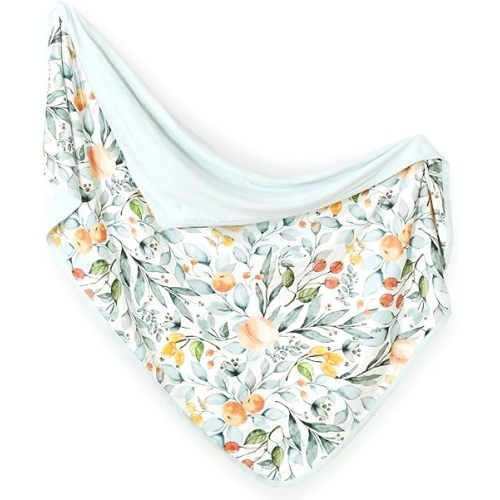 Baby Blankets Super Soft Stretchy Jersey Knit Swaddle Blanket for Girls and Boys, Double Layer Reversible Receiving Blankets 34 x 44, Extra Large for Swaddling, Cute Fruit Pattern