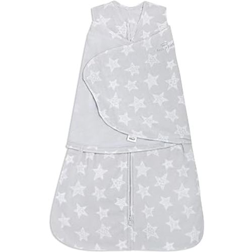 HALO Micro-Fleece Sleepsack Swaddle, 3-Way Adjustable Wearable Blanket, TOG 3.0, Grey Stars, Small, 3-6 Months
