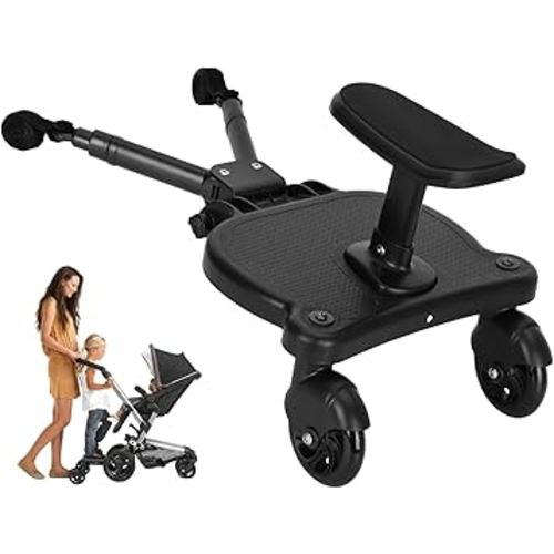 Universal Stroller Board with Detachable Seat,2in1 Sit and Stand Stroller Glider Board for Most Strollers,Holds Children Up to 55lbs (Black)