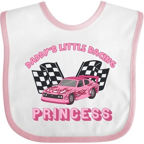 Pinktastic Daddy's Racing Princess Pink Race Car Baby Bib