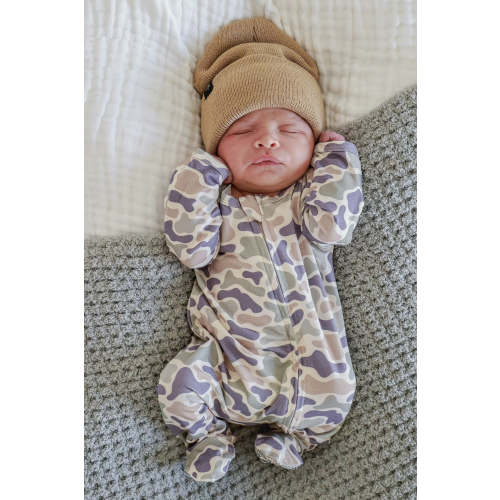 Zipper Footie in Camo Cutie | Caden Lane