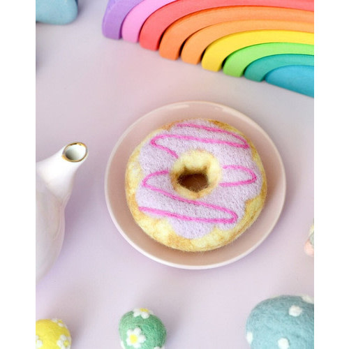 Tara Treasures Felt Donut with Pastel Frosting and Pink Drizzle | themulberrytreehouse