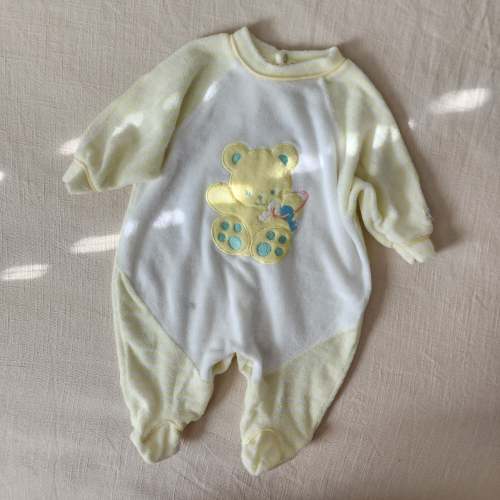Vintage Bear Terrycloth Footed PJs 3-6 months