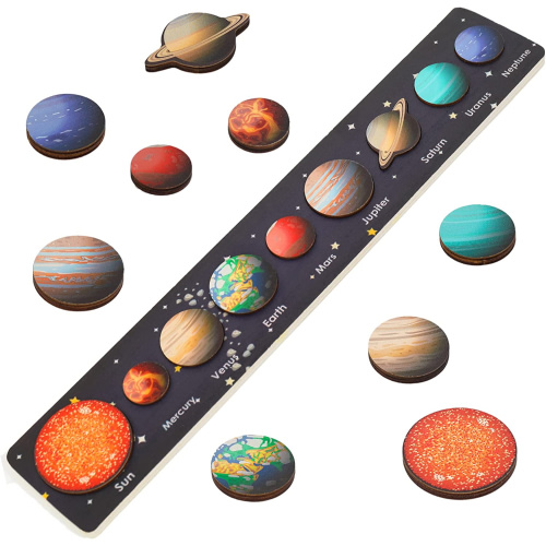 KEINXS Solar System Puzzle for Kids 3-6, Wooden Space Toys for Kids, Planets for Kids, Preschool Learning Activities, Gift for Boys, Girls