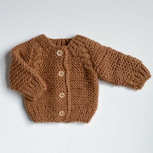 Hand Knit Cardigan, Pecan