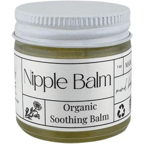 Faith and Grace Organics, Organic Nipple Balm, Safe for Nursing, Soothing Balm for Breastfeeding Mothers, Postpartum Essentials, 1 oz Glass Jar.