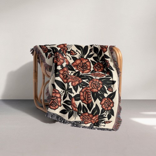 traditional tattoo blanket roses woven throw tattoo flash tapestry traditional tattoo roses cotton woven throw picnic blanket