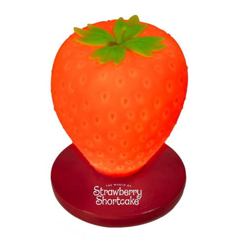 Strawberry Shortcake Strawberry-Shaped Squishy Table Lamp – 3-Level Dimmable Silicone LED Night Light, Cordless Battery Powered, Portable Cute Desk & Bedside Lamp for Girls