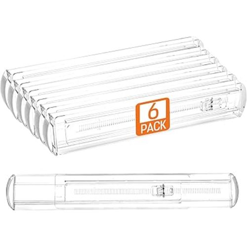 6 Pack Drawer Dividers for Clothes, 2.3" High 13"-21" Adjustable Drawer Dividers Expandable Dresser Drawer Organizer, Clear Drawer Separators for Clothes, Underwear, Cosmetic, Kitchen Utensils Storage