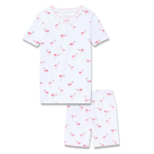 Children's Snug Fit Short Set, Flamingos - Petite Plume Sleepwear | Maisonette