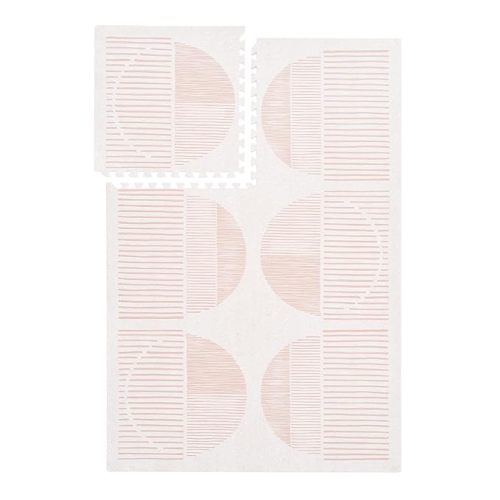 Premium Exercise & Baby Foam Play Mats - Stylish & Large Non-Toxic Odorless Floor Mat - 6 Tiles - Spacious 6ft x 4ft - Peel-Resistant Reinforced - Soft Thick, Waterproof - Cream Pink