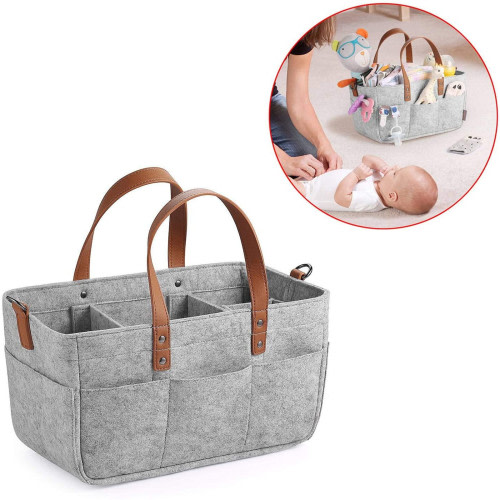 GFHFHITJ Babysdiaper Caddy - Nursery Storage Bin And Car Organizer For Diapers And Babyswipes - Gray