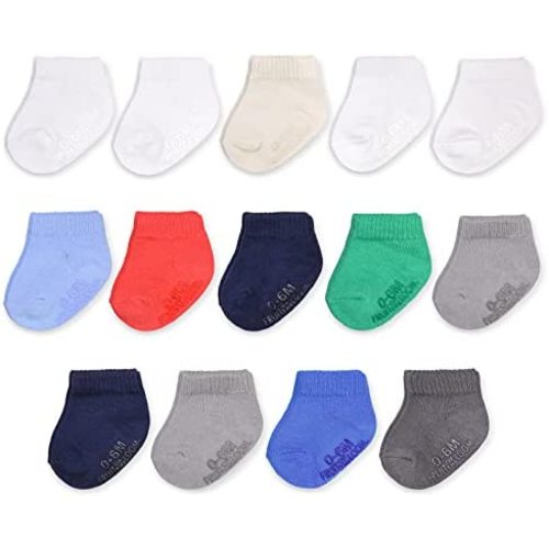 Fruit of the Loom Baby 14-Pack Grow & Fit Flex Zones Cotton Stretch Socks - Unisex, Girls, Boys