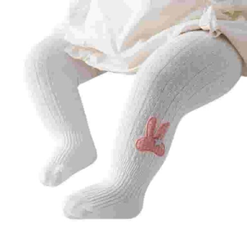 NOLDARES Girls Tights Seamless Toddler Cotton Leggings Stockings Pantyhose(White,6-12 Months)