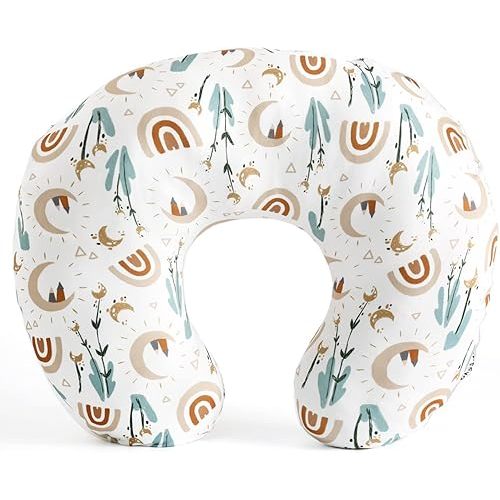 GRSSDER Nursing Pillow Cover Stretchy Minky Removable Nursing Covers for Breastfeeding Pillows, Ultra Soft Comfortable Slipcover for Boy and Girls, Cute Rainbow Pattern