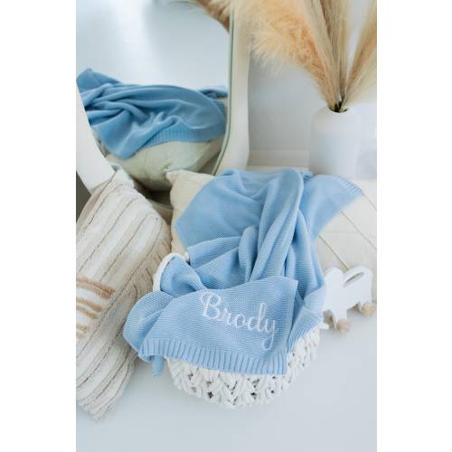 Custom Name  baby Blanket,Embroidered Name,Stroller Blanket,Newborn Baby Gift ,Soft Breathable Cotton Knit