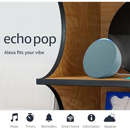 Amazon Echo Pop (newest model), Our smallest Alexa speaker, Fits in any room, Midnight Teal