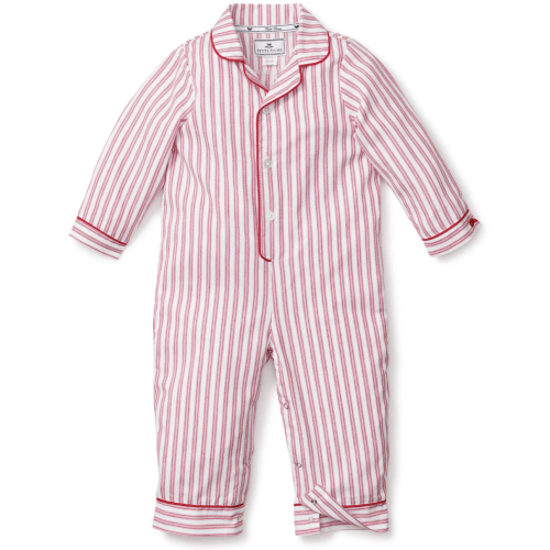Baby's Twill Romper in Antique Red Ticking