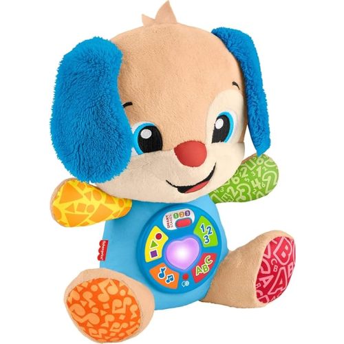 Fisher-Price Baby Learning Toy Laugh & Learn Smart Stages Puppy Musical Plush with Smart Stages for Infants Ages 6+ Months, Multilanguage Version