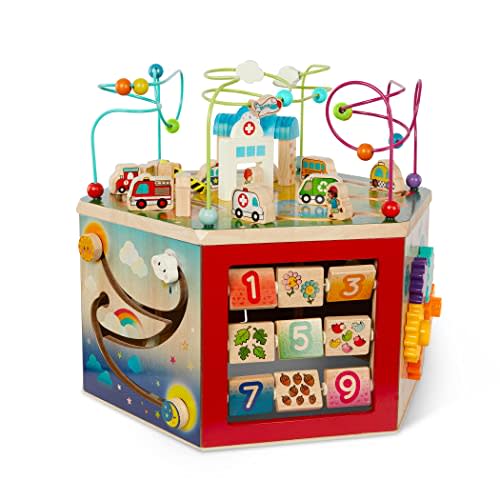 Battat – Wooden Activity Cube – City – Themed Activity Center – Educational Toys – Wooden Toys For Toddlers And Kids – 1 year +