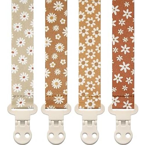 Baby Pacifier Clip Leash Soothie Holder for Girl 4 Pack Gift Set Universal Fit