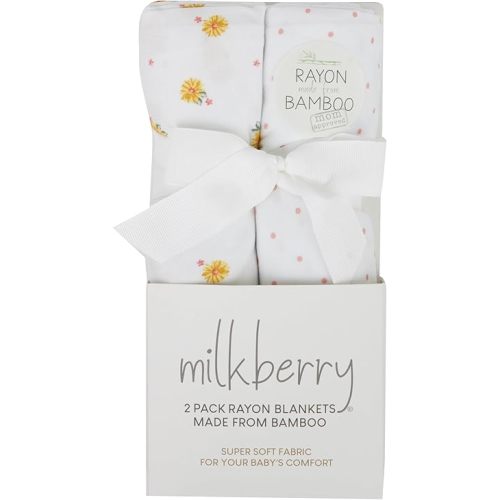 Chick Pea Milkberry 2 Pack Swaddle Blanket for Baby Girl Floral Pink Polka Dot