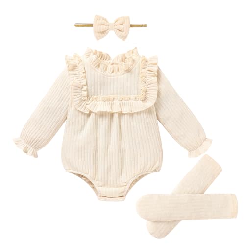 GRNSHTS Newborn Baby Girl Clothes Ruffle Rompers Toddler Fall Outfits for Girls Set Little Girl Fall Winter Clothing