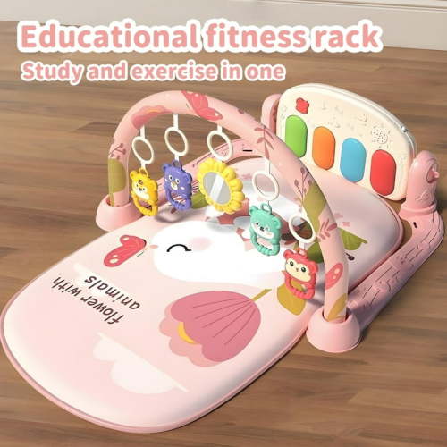 Baby GYM Play Mat, Tummy Time Toys, Kick and Play Piano with Music and Light, Baby Gym Activity Center Baby Toys 0-12 months