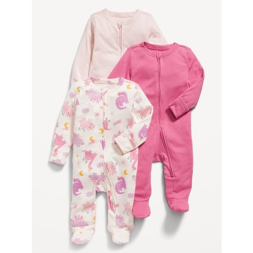 Unisex 2-Way-Zip Sleep & Play Footed One-Piece 3-Pack for Baby