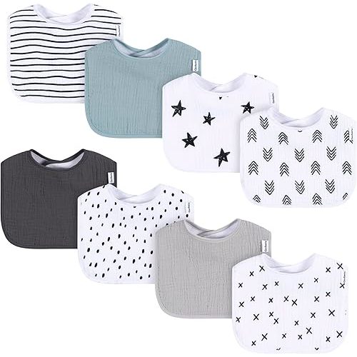 Unisex Baby Muslin 8 Pack Drooling Bibs