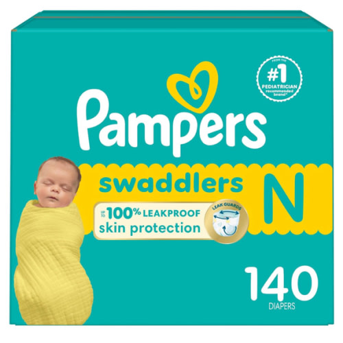 Diapers Newborn/Size 0 (< 10 lb), 140 Count - Pampers Swaddlers Disposable Baby Diapers, Enormous Pack (Packaging May Vary)